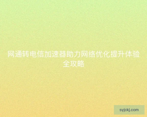 网通转电信加速器助力网络优化提升体验全攻略